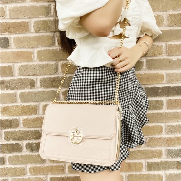 💕NWT Tory Burch Shoulder Flap Bag Pink gold - Picture 4 of 5